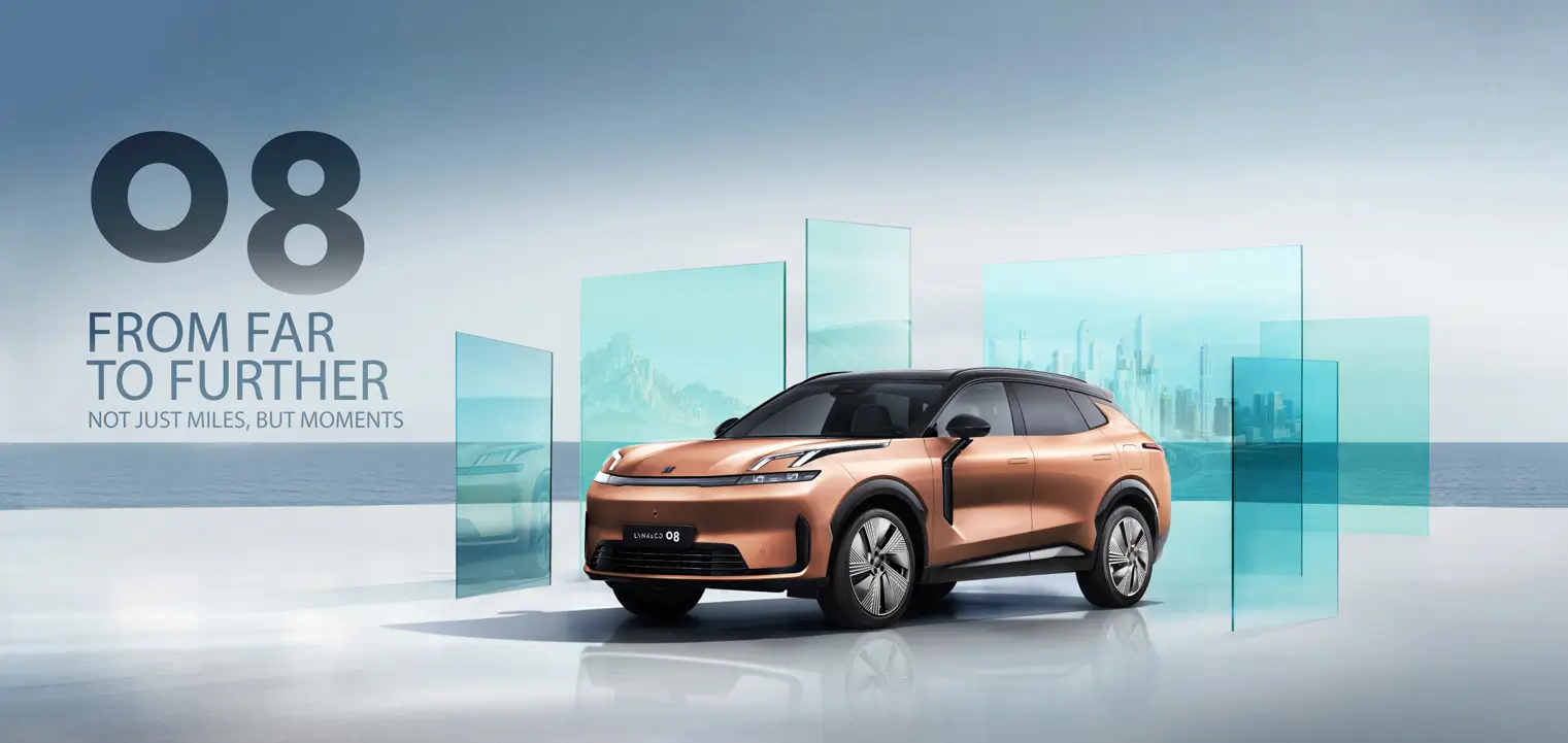 Khám phá Lynk & Co 08 với thông điệp "From Far to Further". Mẫu SUV Hybrid hạng sang sở hữu thiết kế đột phá, khả năng vận hành vượt trội và công nghệ hiện đại, định nghĩa lại trải nghiệm di chuyển bền vững.