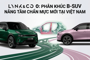 Hình ảnh tổng quan về thông số kỹ thuật Lynk & Co 06 tại Việt Nam, hiển thị hai phiên bản màu xanh và hồng. Nổi bật là hệ thống treo sau độc lập đa liên kết (hiệu chỉnh), cùng các thông tin cốt lõi: động cơ 1.5L Turbo 178 HP, công nghệ an toàn ADAS với Camera 540 độ và chính sách bảo hành 6 năm duy nhất phân khúc B-SUV.