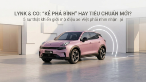 Xe Lynk & Co 08 EM-P màu đồng sang trọng trong không gian tối giản, minh họa cho tiêu chuẩn di chuyển mới